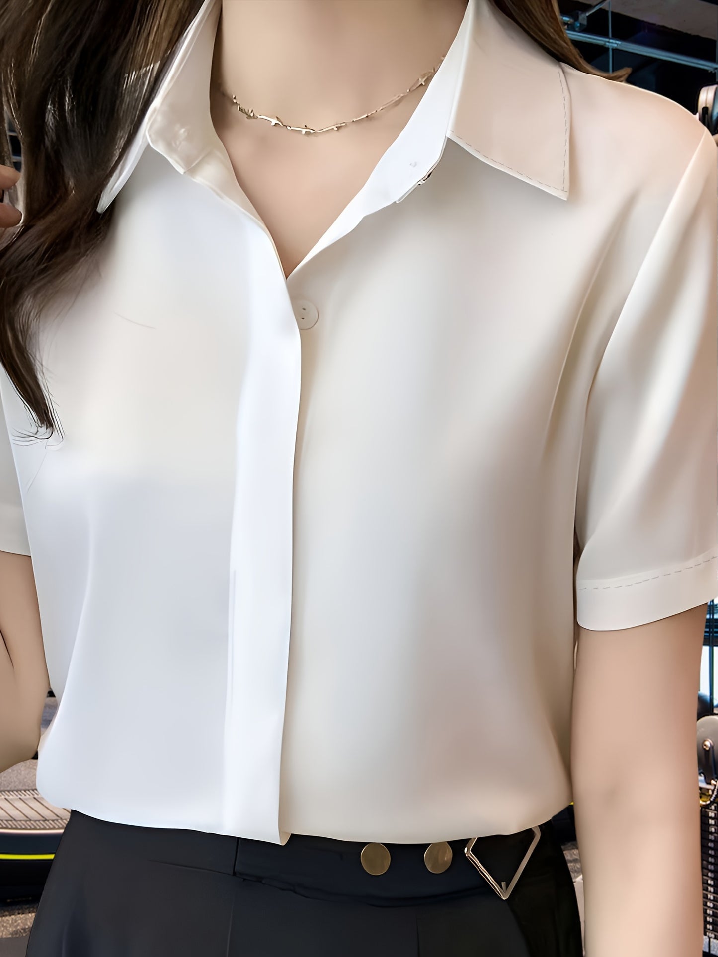 Women's Basic Slim Fit Polo Shirts, Solid Color Casual Short Sleeve Tops