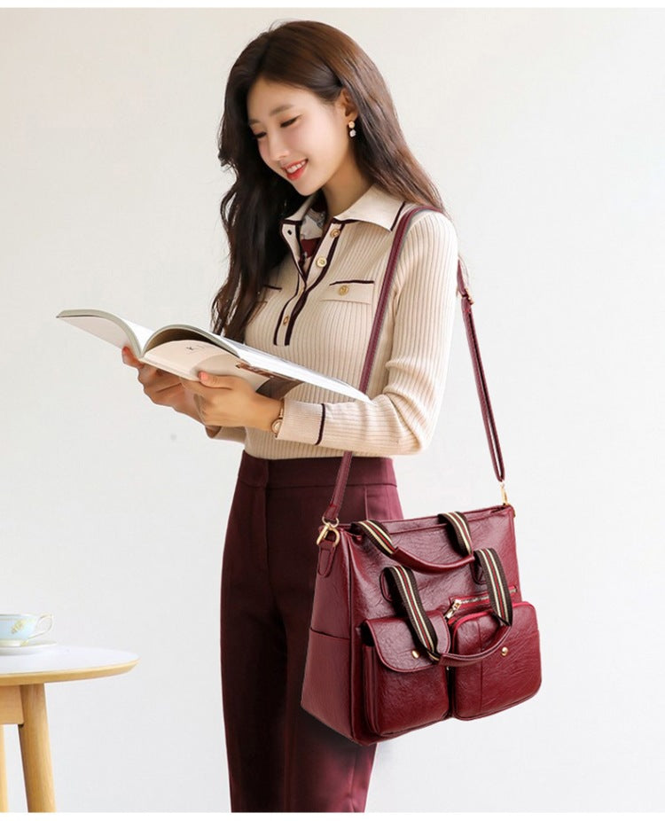 Women's Handbag Women's Shoulder Bag Fashion Purse Vintage Leather Bag Large Capacity Handbag Inclined Shoulder Bag Mom's Bag