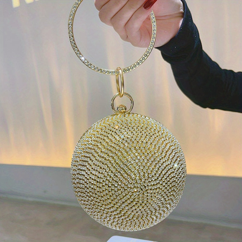 Exquisite Rhinestone Ball Shaped Clutch - Evening Bags for Women, Elegant Round Handbags with Circle Design, Perfect for Party, Prom, Wedding and Formal Occasions - Sparkling, Glamorous, and Eye-Catching Accessory