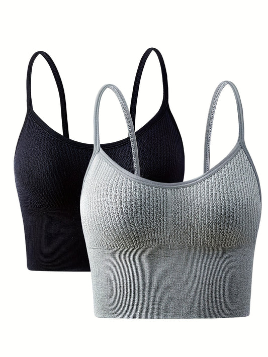 2pcs Solid Tank Tops, Soft & Comfy Stretch Everyday Top, Women's Lingerie & Underwear