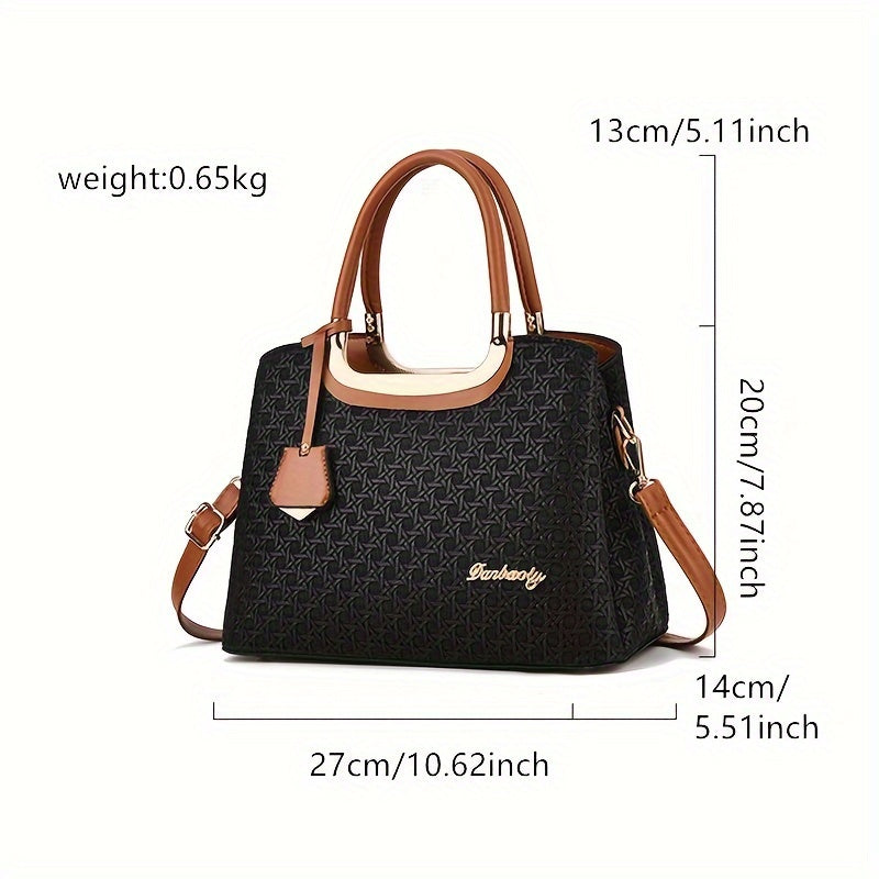 Vintage PU Leather Handbags For Women, Large Capacity Fashion Tote Shoulder Bag With Adjustable Strap For Ladies, Elegant Mom Purse With Crossbody Function