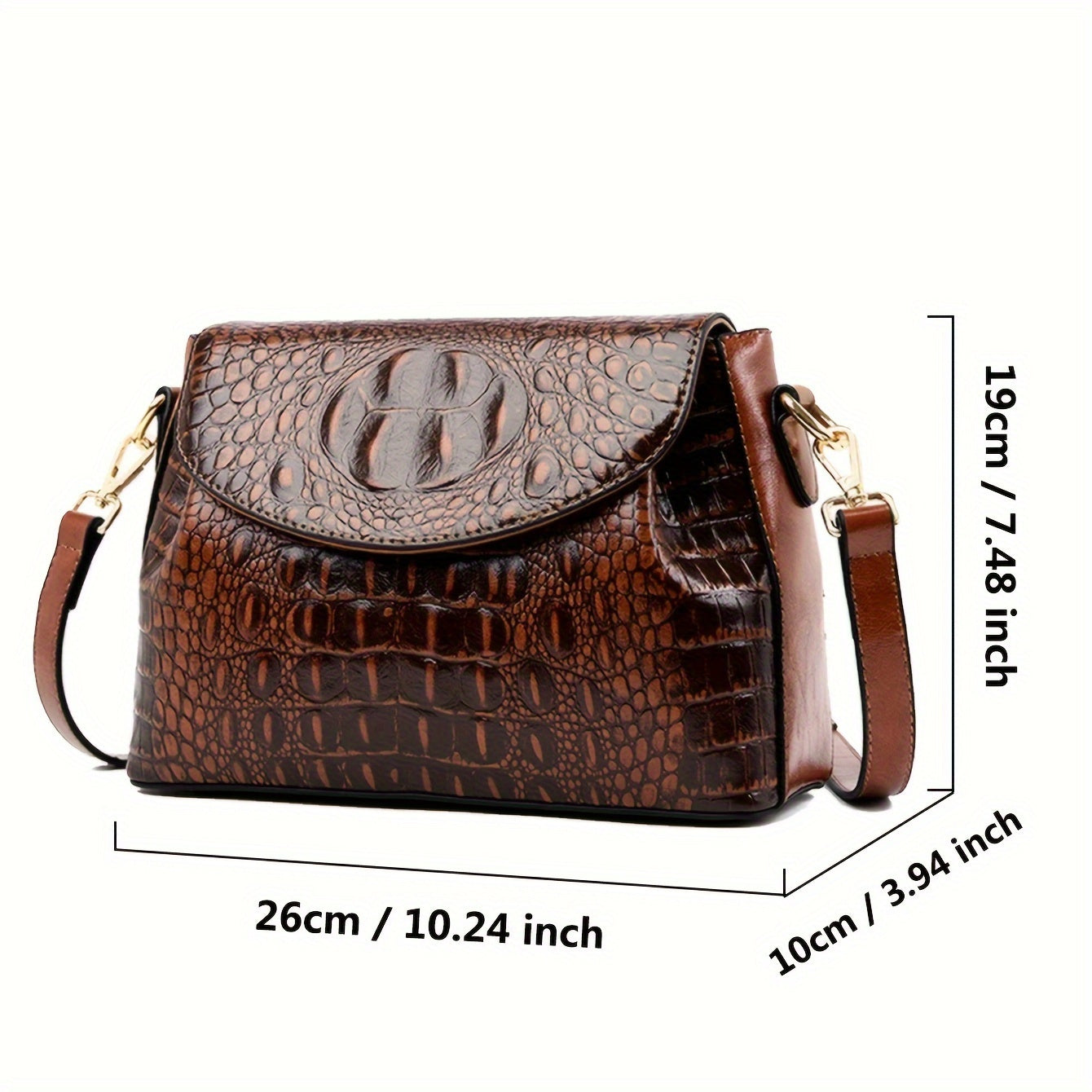 Stylish Shoulder Bags For Women, Crocodile Pattern Handbags, Vintage Crossbody Flap Purse