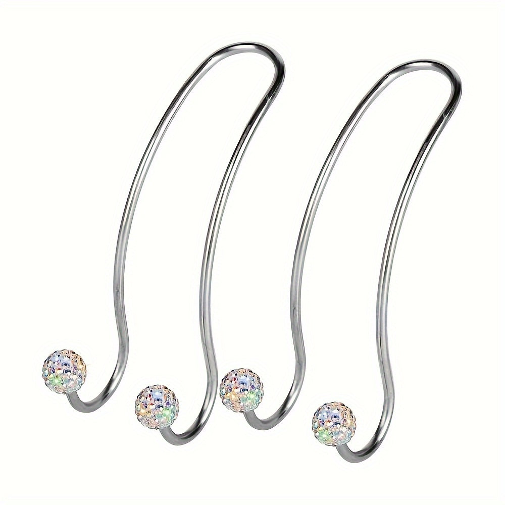 Fashion Car Headrest Hooks with Crystal Decoration - 2 Pack, Durable Metal Auto Backseat Hanger, Easy Installation, Wall Mount Option, Polished Finish, Multifunctional for Handbags, Clothes & Accessories