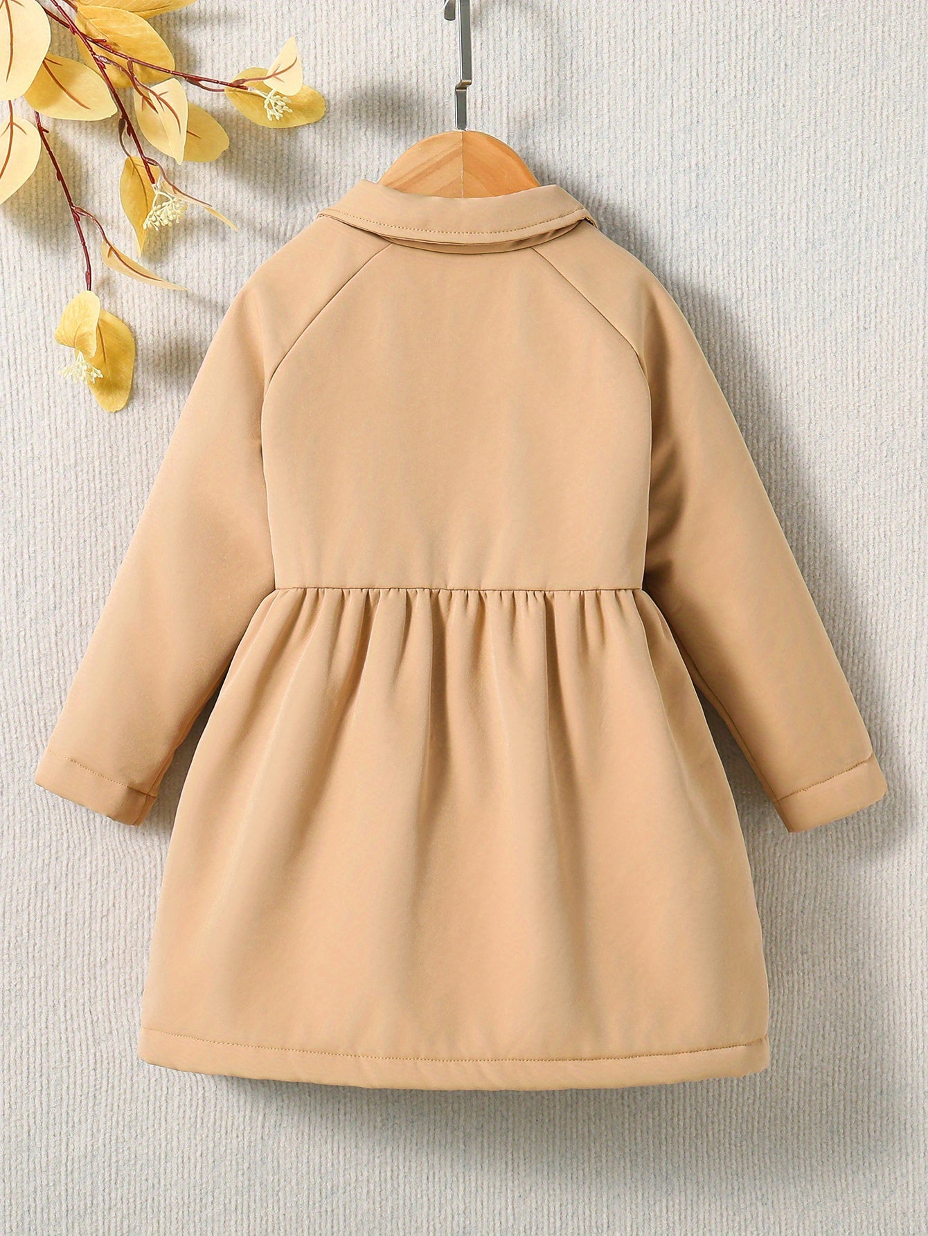 Cozy Plush Fleece Toddler Girls Winter Jacket with Button Collar for Warm and Stylish Daily Wear