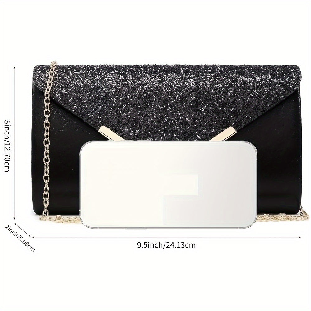 Bosoner Women Evening Bags Formal Clutch Purses For Wedding Party Handbags With Shoulder Strap And Glitter Flap