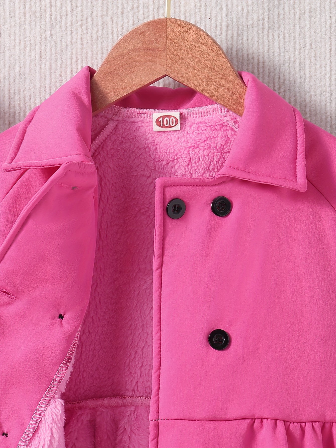 Cozy Plush Fleece Toddler Girls Winter Jacket with Button Collar for Warm and Stylish Daily Wear