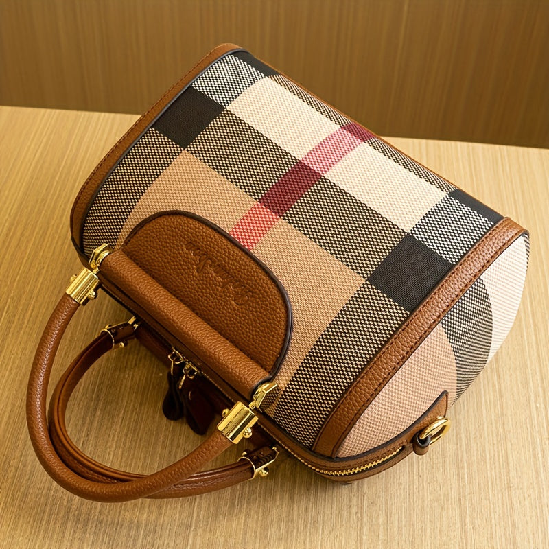 Chic Plaid Pvc Women'S Handbag - Spacious & Lightweight, Luxury Shoulder Bag With Zip Closure For Work And Casual Use Purses And Handbags Purses For Women