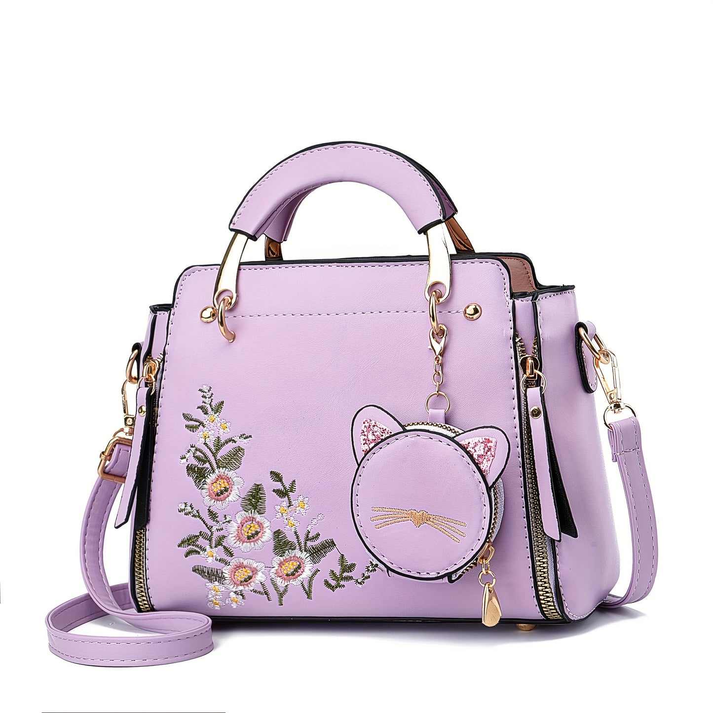 Small Purses And Handbags for Women 2025 New Ladies Top Handle Satchel Purses Girls Shoulder Bags Fashion Mini Totes Bags with Cute Kitten Pendant