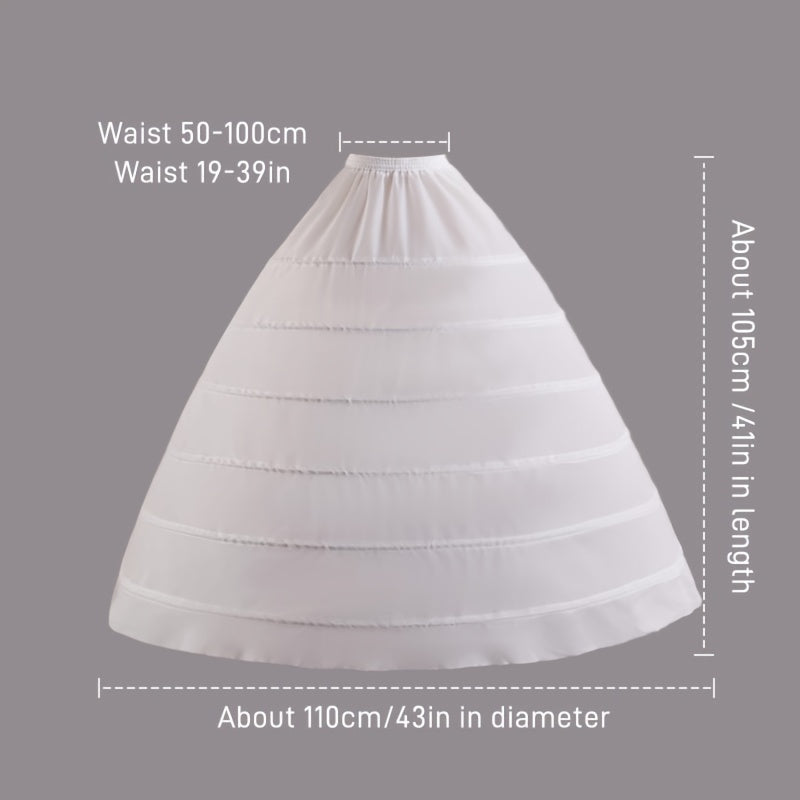 Elegant 6-Hoop Wedding Dress Petticoat - No Tulle, Hand Washable, Polyester Fiber, Perfect for Bridal Gowns & Formal Attire