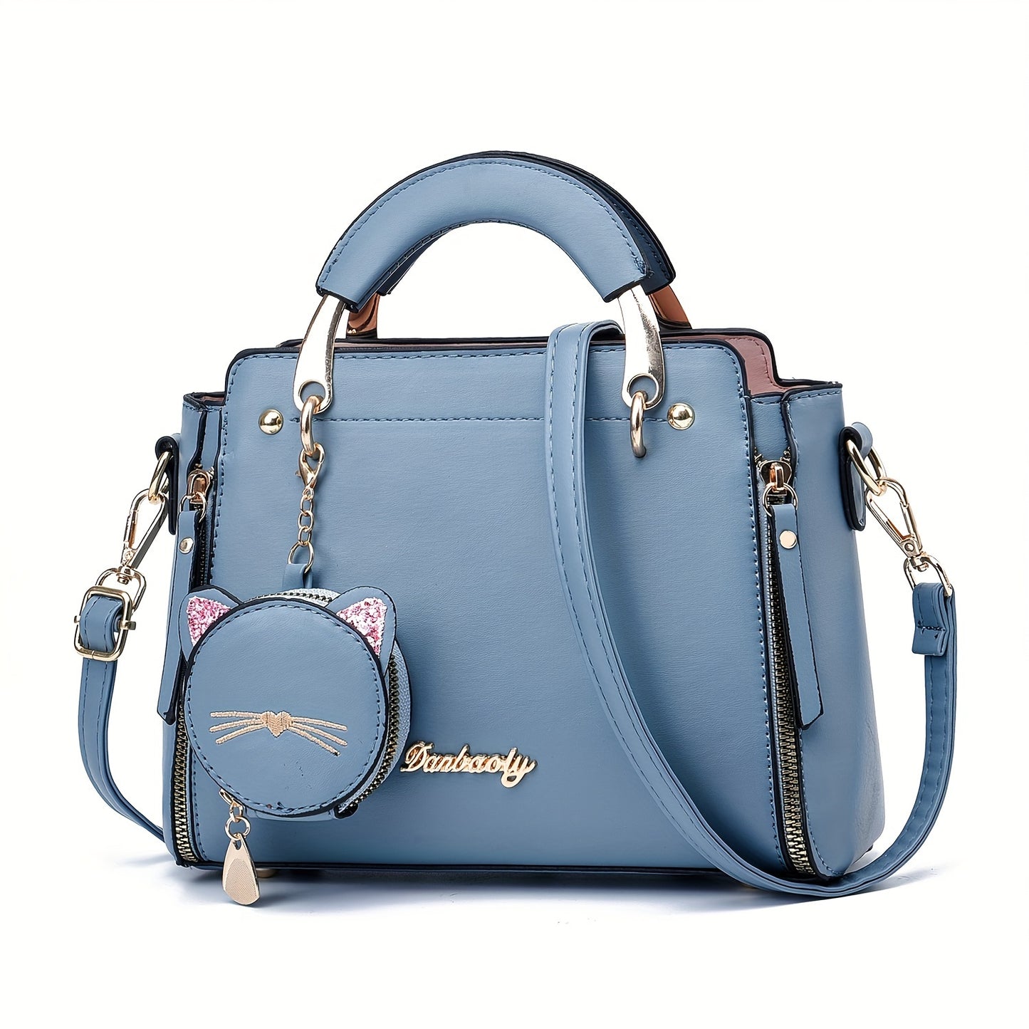Small Purses And Handbags for Women 2025 New Ladies Top Handle Satchel Purses Girls Shoulder Bags Fashion Mini Totes Bags with Cute Kitten Pendant