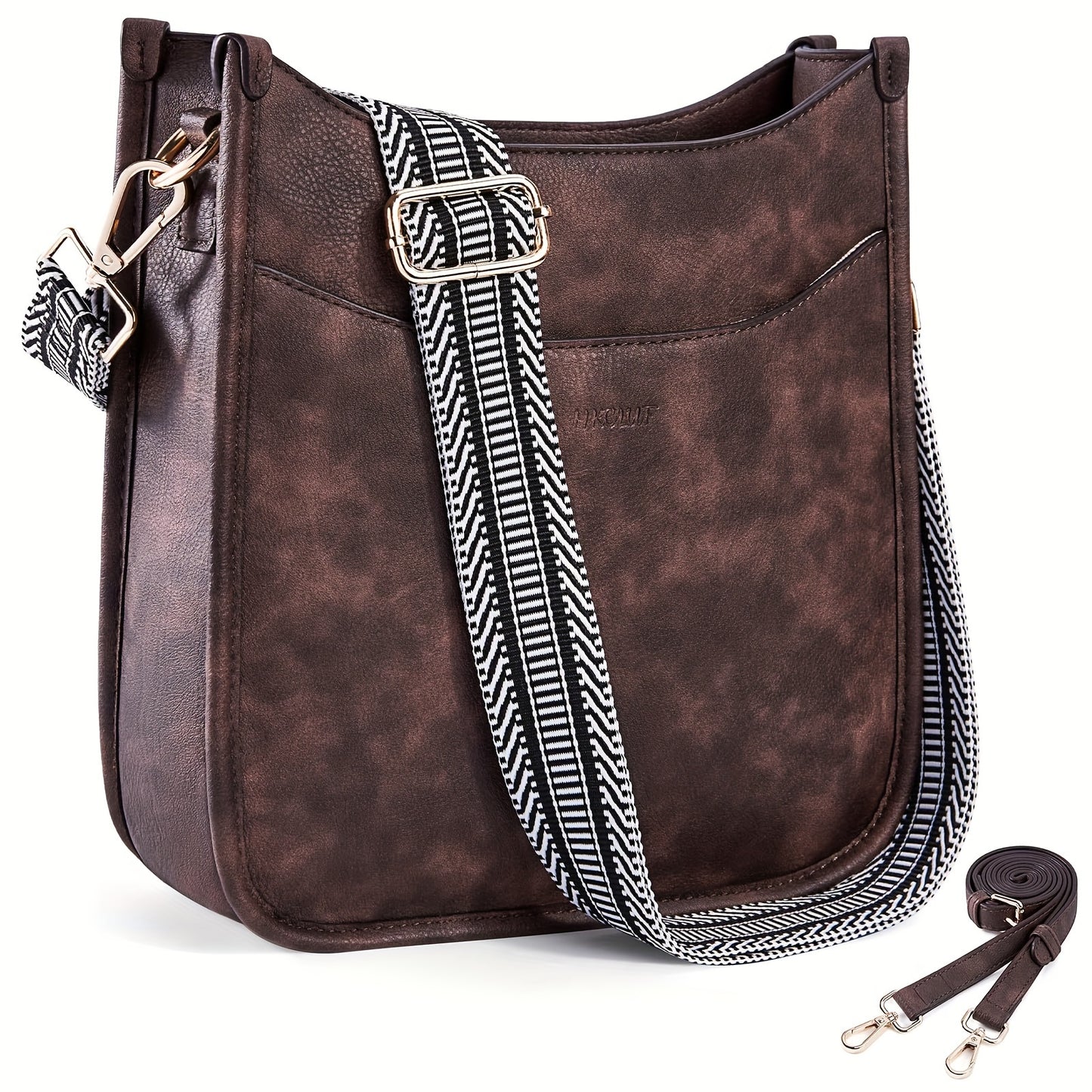 2PCS Adjustable Guitar Strap Vegan Leather Crossbody Bag For Women Hobo Handbags Purse Shoulder Bucket Bag