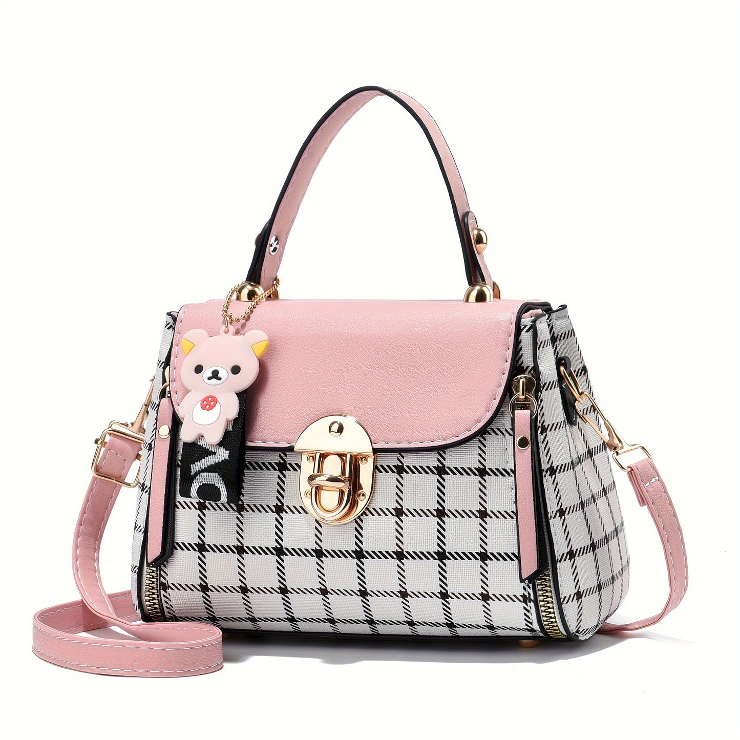 Lightweight Small Purses, Fashion Crossbody Bag, Plaid Pattern Satchel Handbags For Women