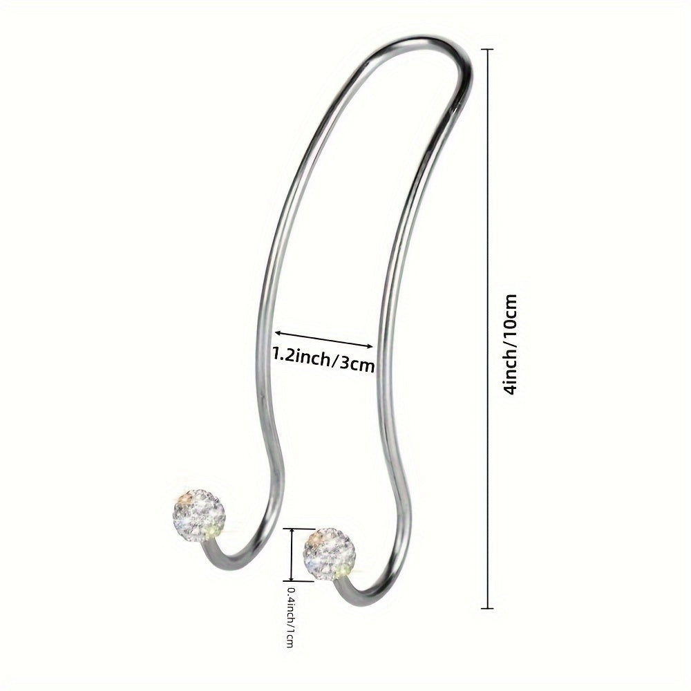 Fashion Car Headrest Hooks with Crystal Decoration - 2 Pack, Durable Metal Auto Backseat Hanger, Easy Installation, Wall Mount Option, Polished Finish, Multifunctional for Handbags, Clothes & Accessories