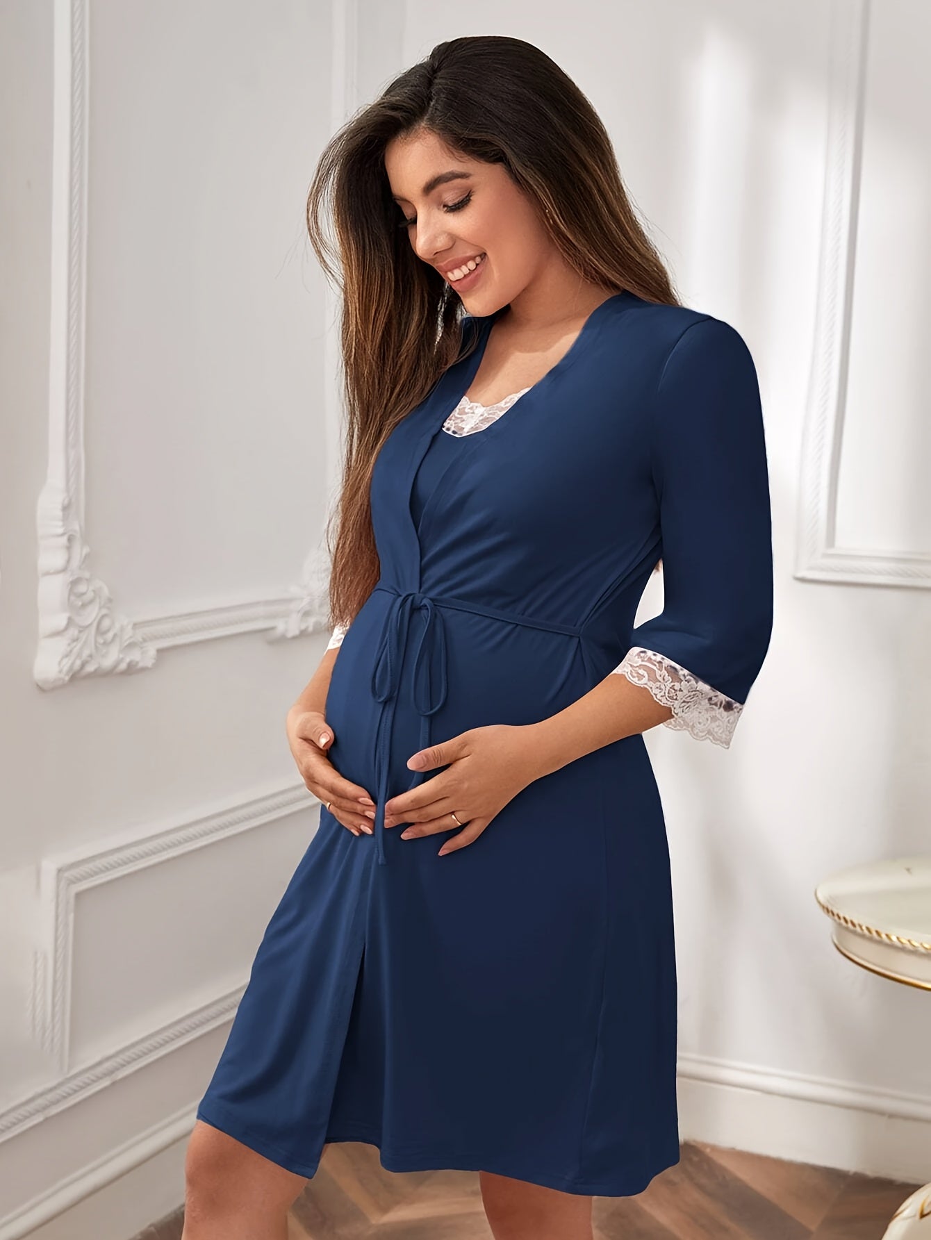 Maternity Pajamas Sexy Lace Two-Piece Dress Nursing Set Spring Maternity Wear