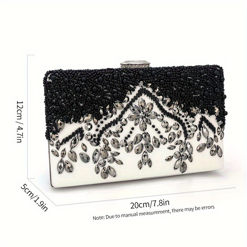 Beaded Rhinestone Evening Bag Vintage And Elegant Box Clutch Purse Women's Wedding Handbags For Party Prom