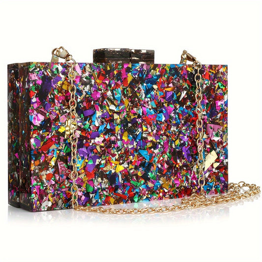 Clutch Purses For Women-Evil Eye Acrylic Clutch Glitter Purse Evening Bag Chain Shoulder Crossbody Handbags
