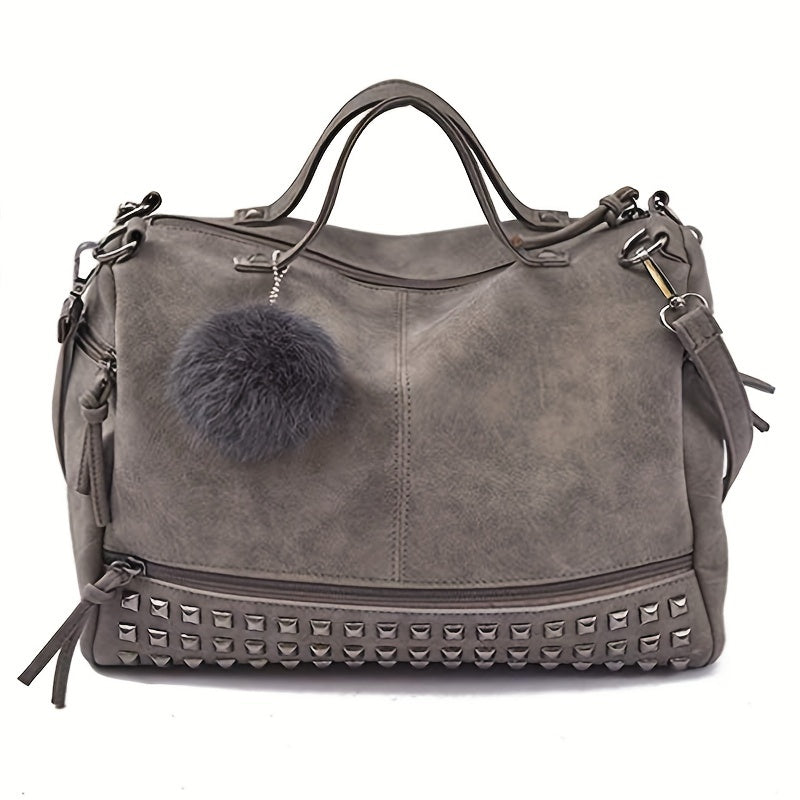 Womens Studded Tote Handbags Top Punk Casual Shoulder Bags Hobo Rocker Satchel Purse