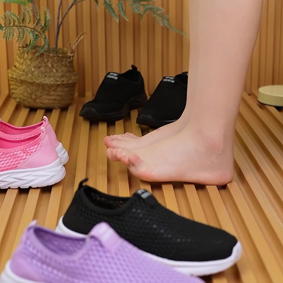 Summer Women'S Shoes Sneakers Lightweight And Breathable Running Shoes Slip on Casual Sports Shoes Mesh Casual Shoes