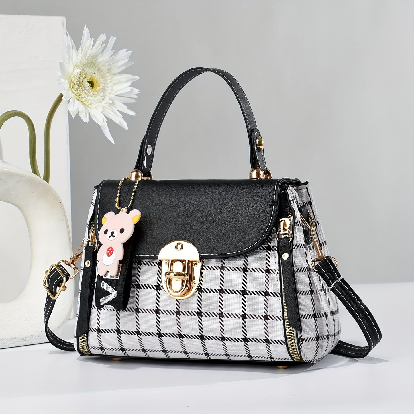 Lightweight Small Purses, Fashion Crossbody Bag, Plaid Pattern Satchel Handbags For Women