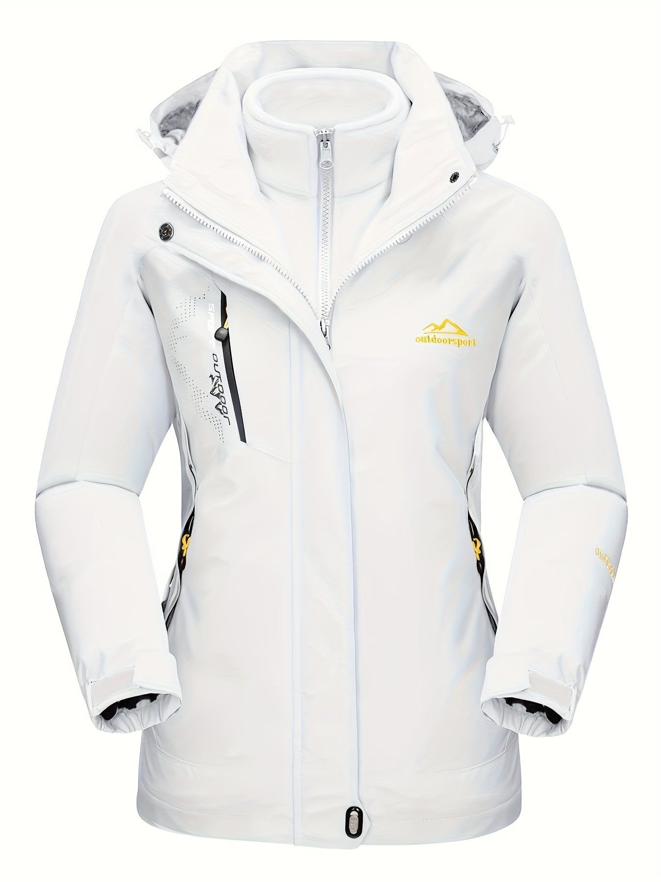 Women's 3-in-1 Winter Coats Snow Ski Jacket Water Resistant Fleece Lined Winter Jacket Parka Windproof Hiking Hooded Coat Multi-pocket Winter Camping Parka Wear Resistant Snowboarding Warm Fleece Jacket