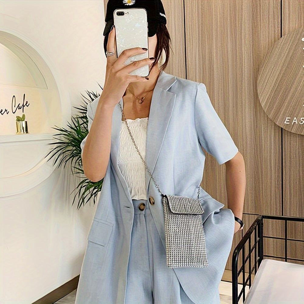 Bling Crossbody Purse Rhinestone Evening Handbags Clutch Cell Phone Wallet For IPhone Samsung