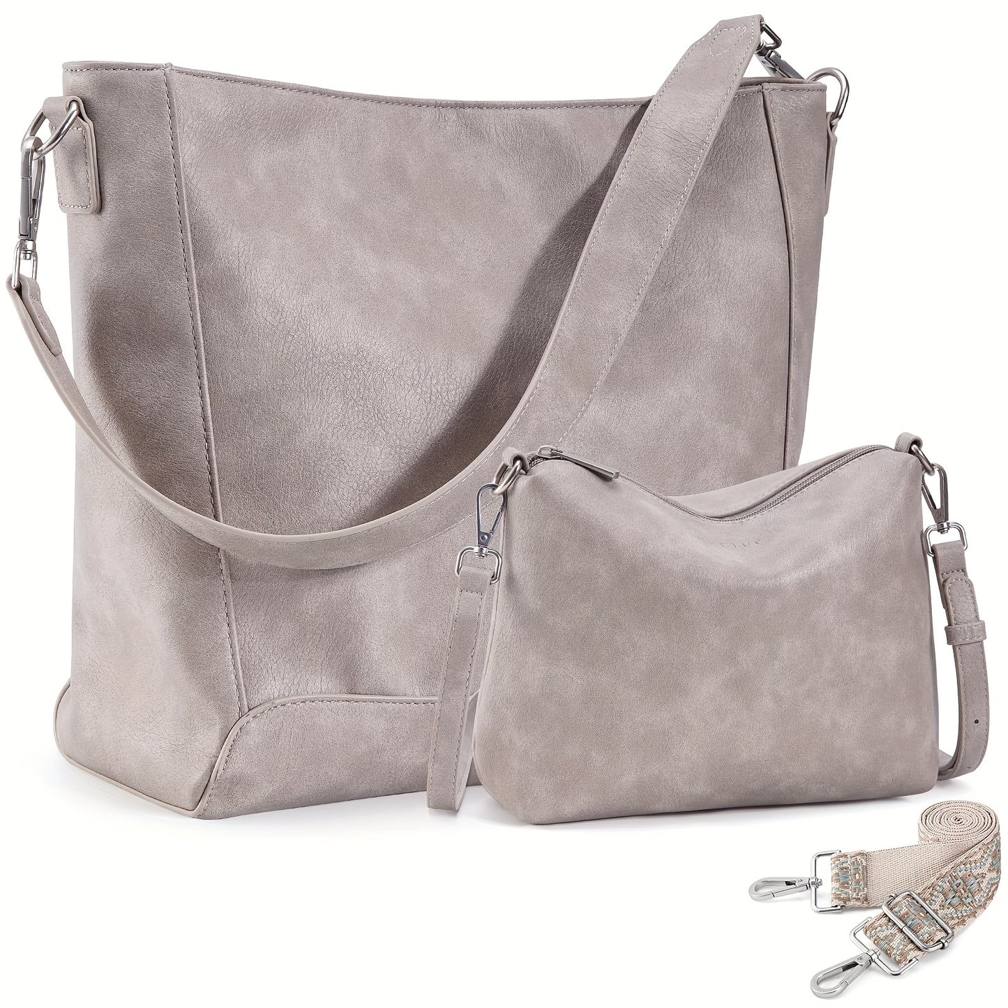 Women's Hobo Handbags Small Crossbody Bags Vegan Leather Shoulder Bucket Bags Purses For Women With Adjustable Guitar Strap