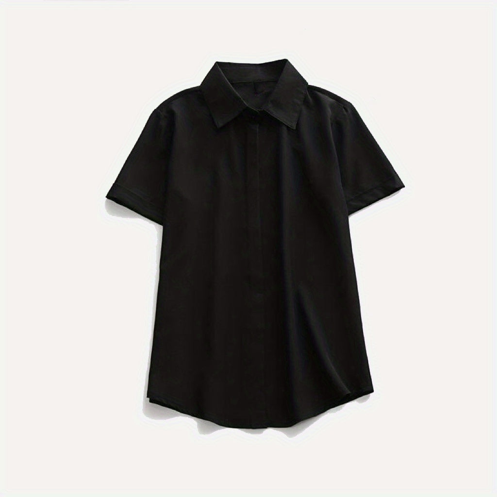 Women's Basic Slim Fit Polo Shirts, Solid Color Casual Short Sleeve Tops