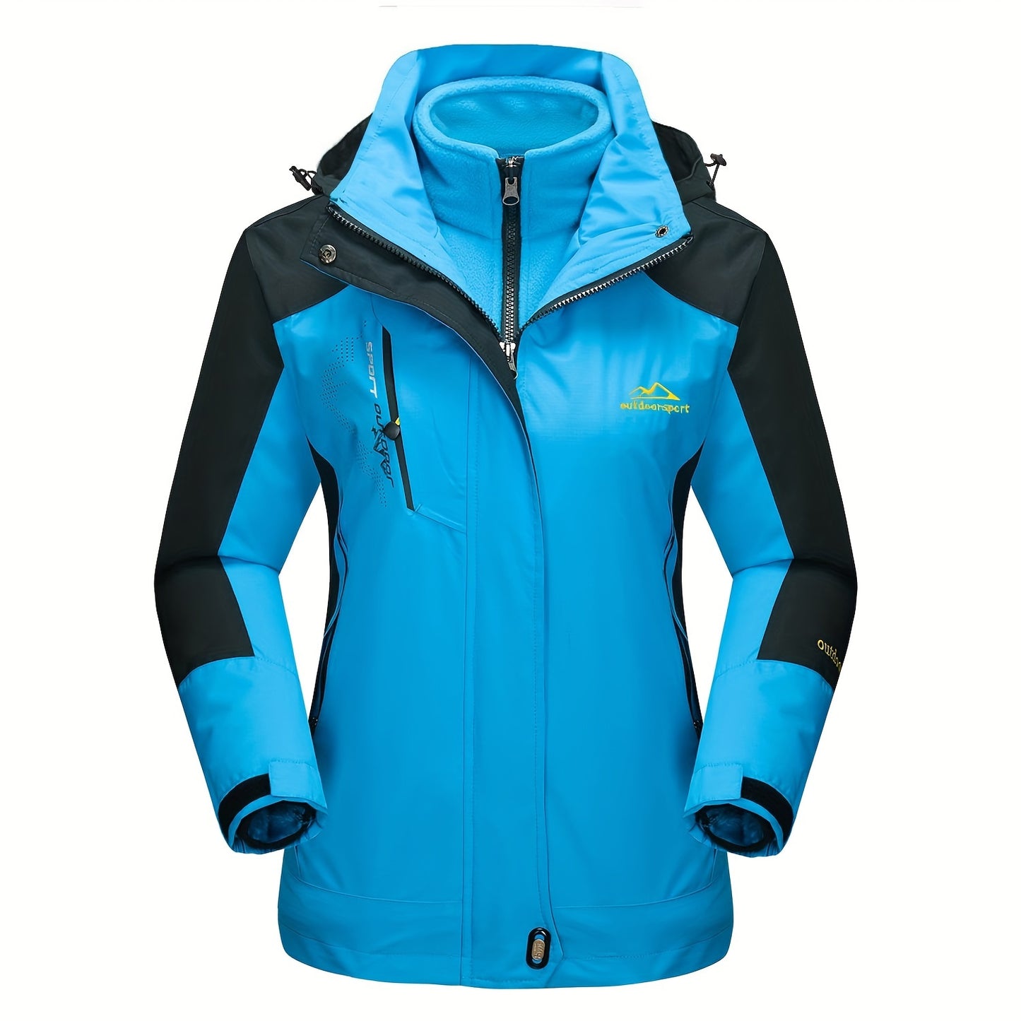 Women's 3-in-1 Winter Coats Snow Ski Jacket Water Resistant Fleece Lined Winter Jacket Parka Windproof Hiking Hooded Coat Multi-pocket Winter Camping Parka Wear Resistant Snowboarding Warm Fleece Jacket