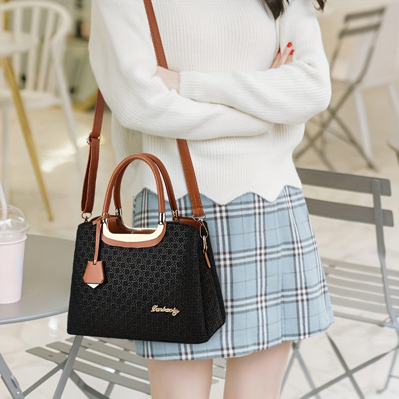 Vintage PU Leather Handbags For Women, Large Capacity Fashion Tote Shoulder Bag With Adjustable Strap For Ladies, Elegant Mom Purse With Crossbody Function