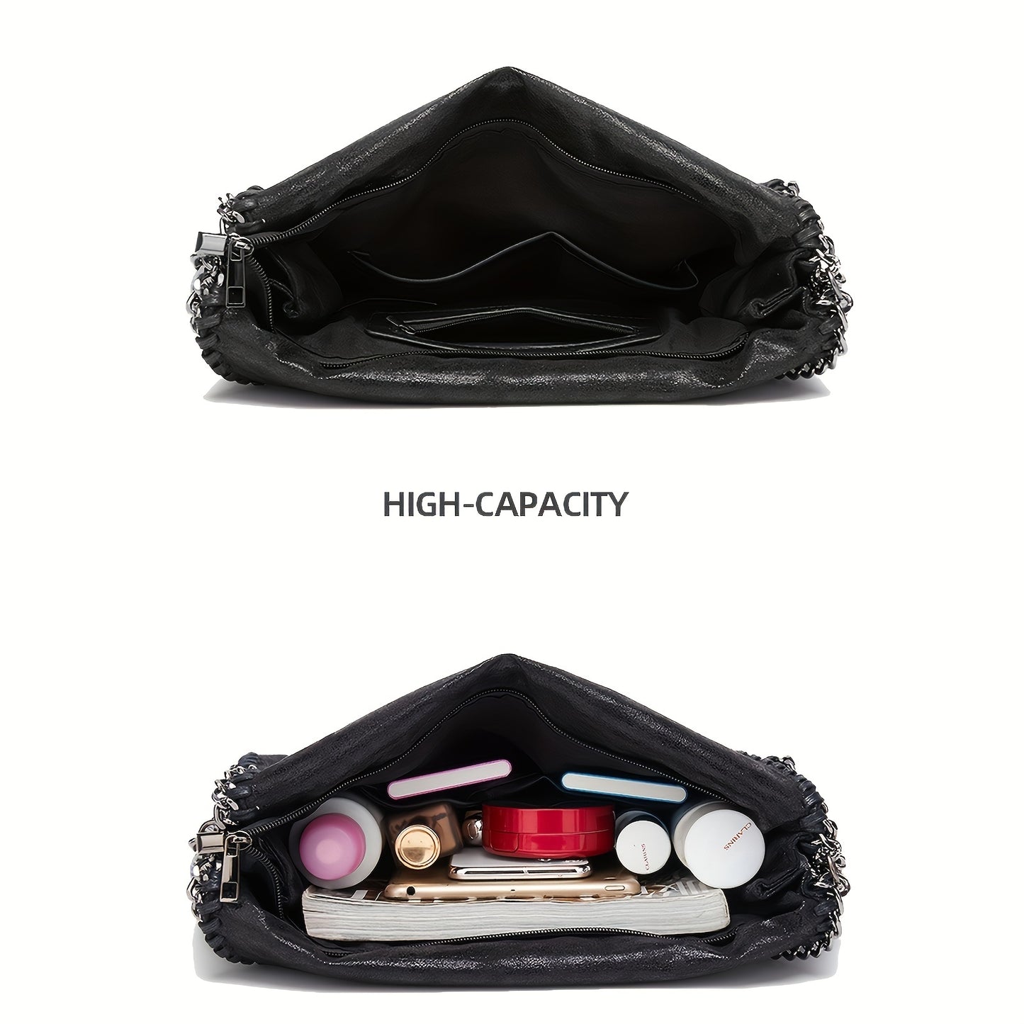 Womens Handbags Soft Fashion Designer Top-Handle Casual Pocket Ladies Tote Portable Chain Large Shoulder Crossbody Bags Black Birthday Present