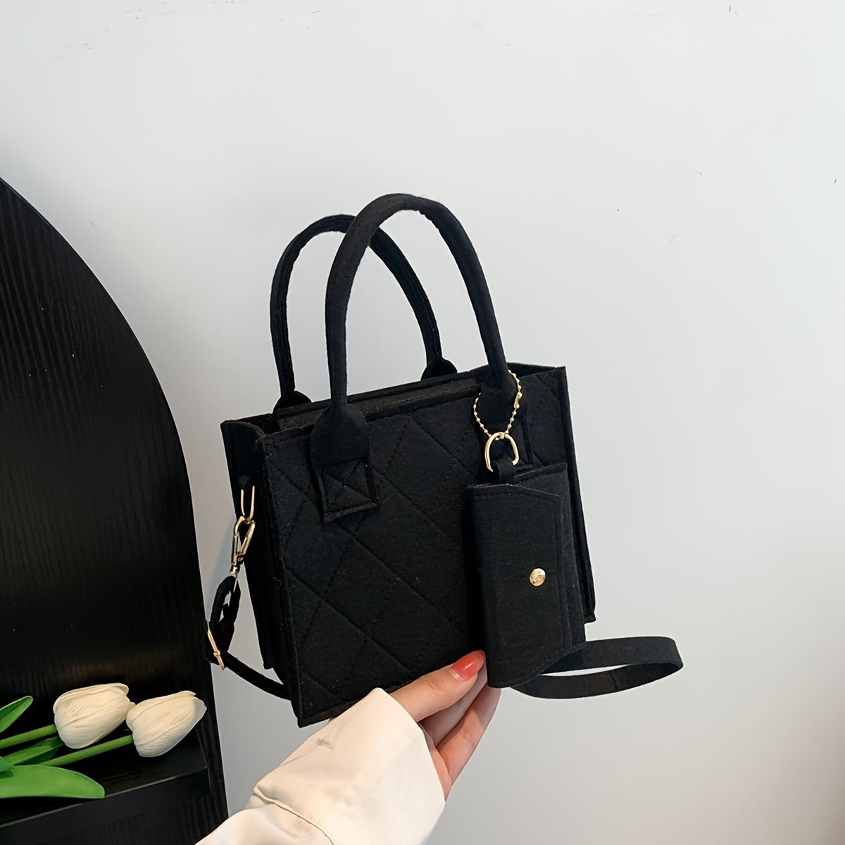 3pcs Set Mini Tote Bag Lightweight Casual Handbags & Mini Satchel & Mini Card Holder Set