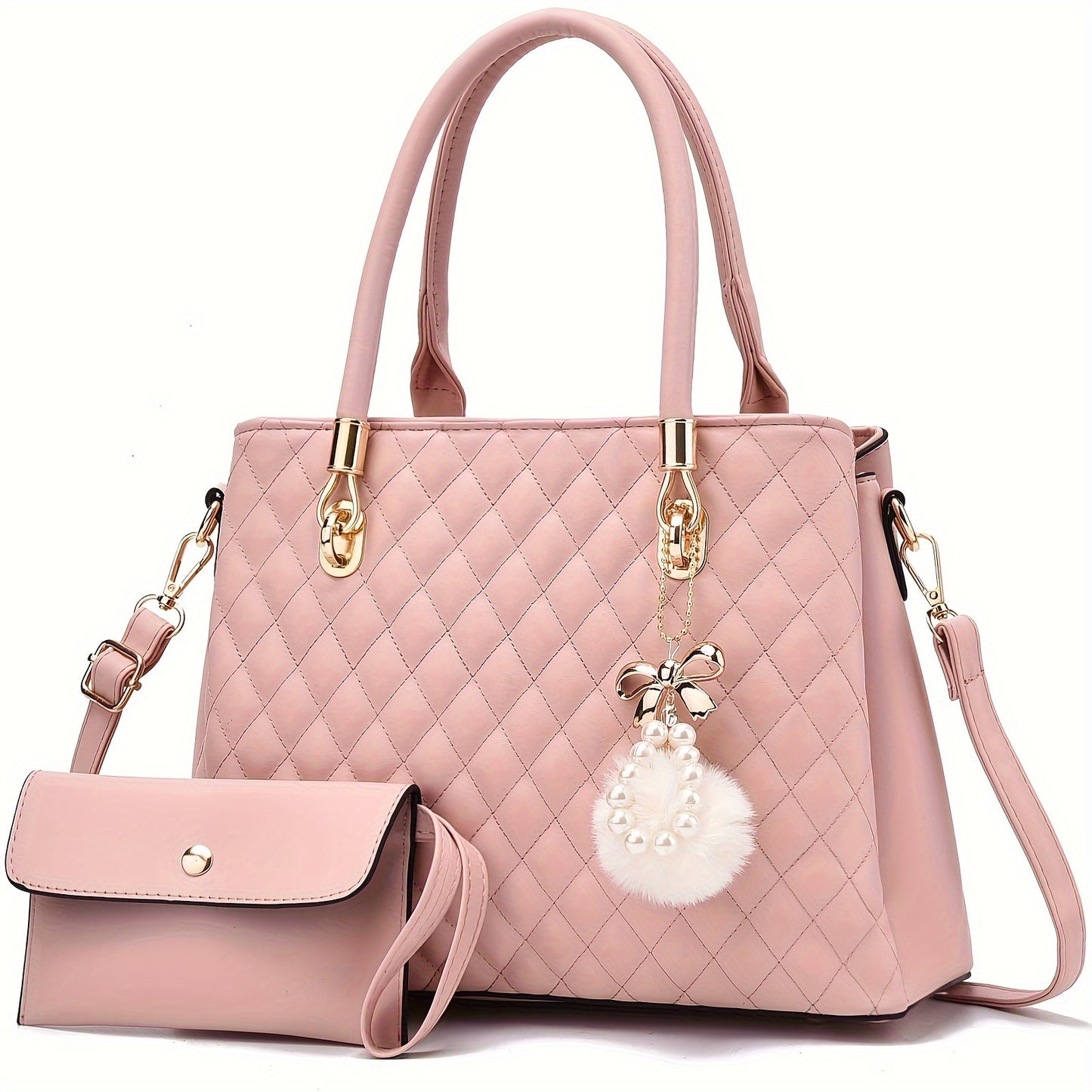 I IHAYNER Womens Leather Handbags Purses Top-handle Totes Satchel Shoulder Bag for Ladies with Pompon