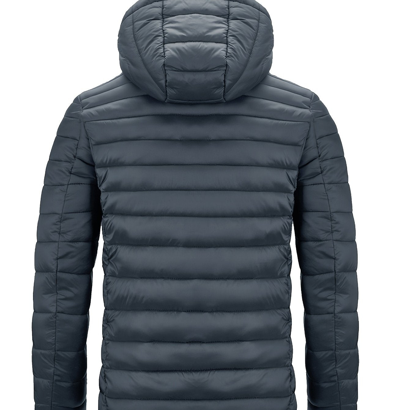 Men's Lightweight Nylon Winter Jacket - Casual Green Hooded Coat with Colorful Zipper Pockets, Warm Quilted Design, Long Sleeves, Non-Stretch Fabric for Casual Attire, Everyday Jacket|Hooded Quilted Coat|Nylon Quilted Jacket