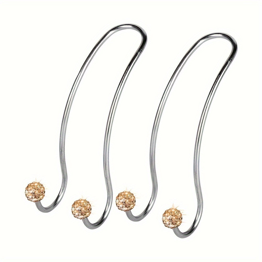 Fashion Car Headrest Hooks with Crystal Decoration - 2 Pack, Durable Metal Auto Backseat Hanger, Easy Installation, Wall Mount Option, Polished Finish, Multifunctional for Handbags, Clothes & Accessories