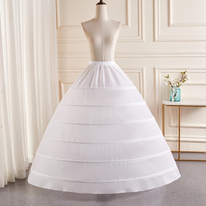 Elegant 6-Hoop Wedding Dress Petticoat - No Tulle, Hand Washable, Polyester Fiber, Perfect for Bridal Gowns & Formal Attire
