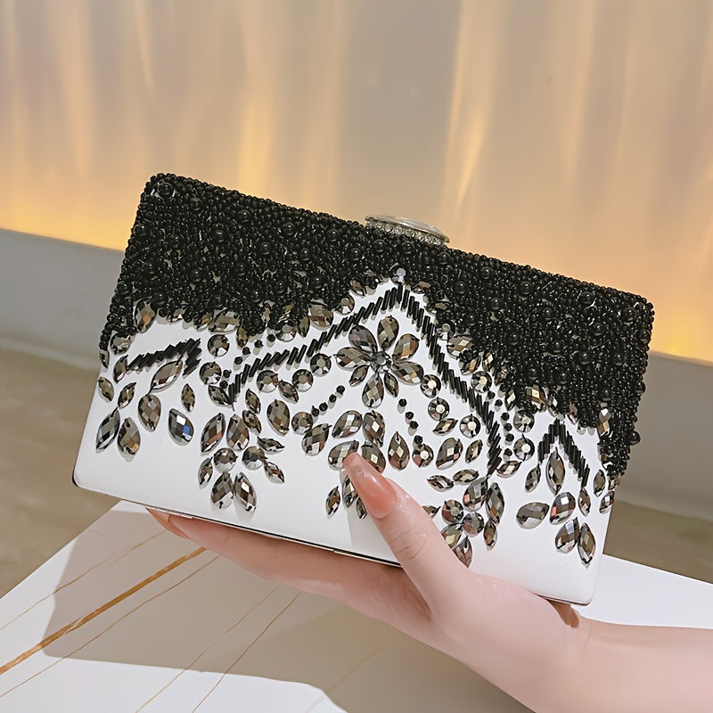 Beaded Rhinestone Evening Bag Vintage And Elegant Box Clutch Purse Women's Wedding Handbags For Party Prom