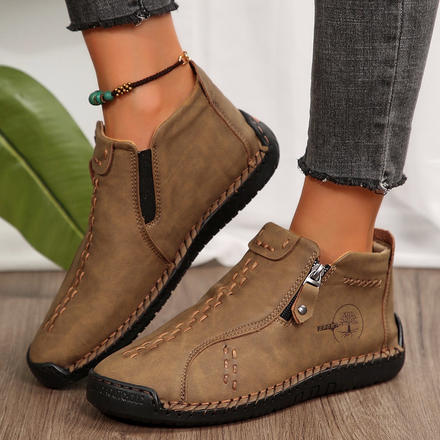 Women's Hand Sewn Boots Fashion Vintage Women's Shoes