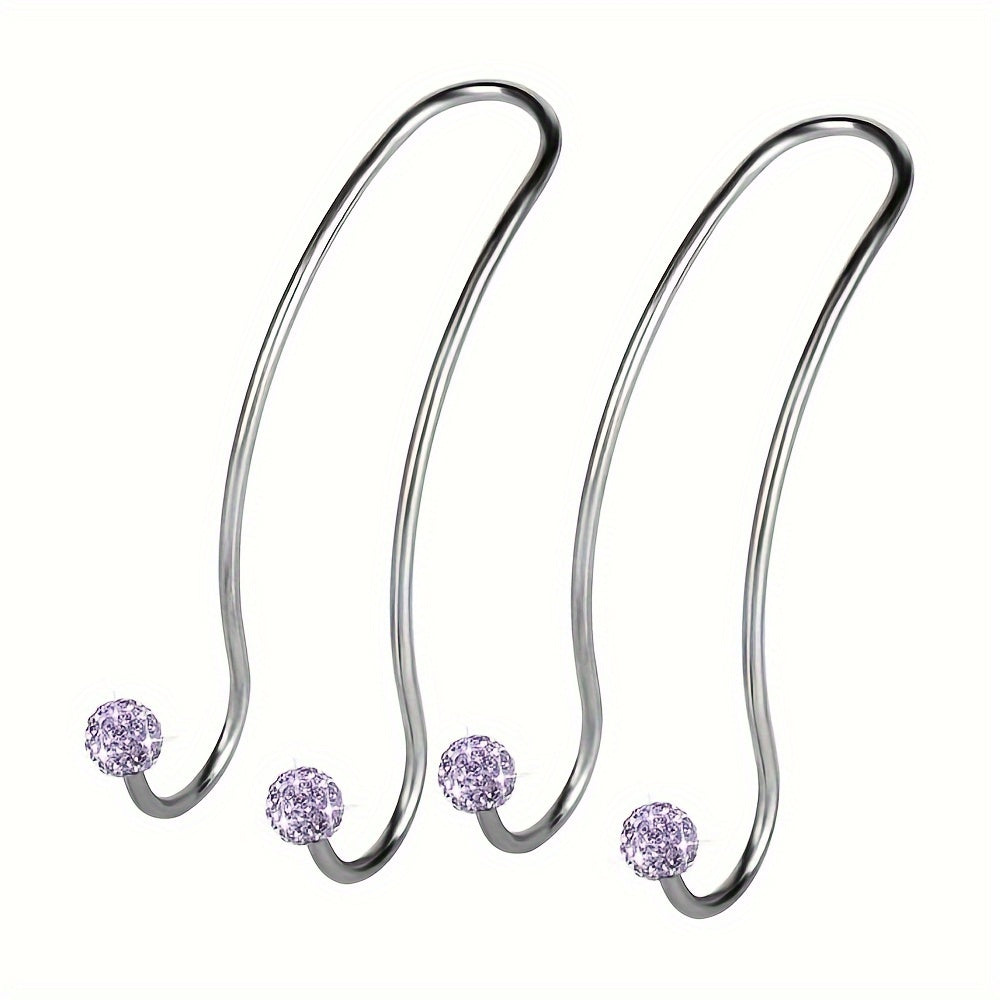 Fashion Car Headrest Hooks with Crystal Decoration - 2 Pack, Durable Metal Auto Backseat Hanger, Easy Installation, Wall Mount Option, Polished Finish, Multifunctional for Handbags, Clothes & Accessories