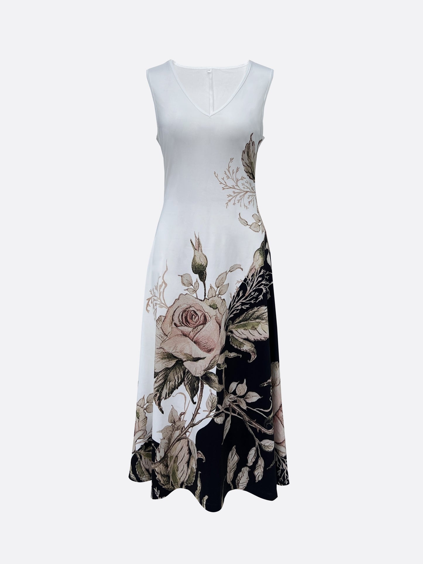 Elegant Two-piece Dress Set, Crop Half Sleeve Top & Floral Print Tank Dress Outfits, Women's Clothing