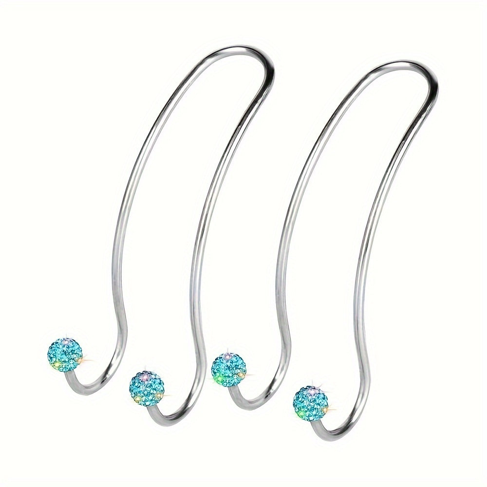 Fashion Car Headrest Hooks with Crystal Decoration - 2 Pack, Durable Metal Auto Backseat Hanger, Easy Installation, Wall Mount Option, Polished Finish, Multifunctional for Handbags, Clothes & Accessories