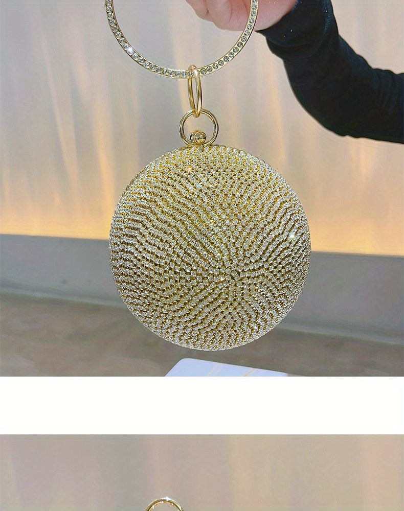 Exquisite Rhinestone Ball Shaped Clutch - Evening Bags for Women, Elegant Round Handbags with Circle Design, Perfect for Party, Prom, Wedding and Formal Occasions - Sparkling, Glamorous, and Eye-Catching Accessory