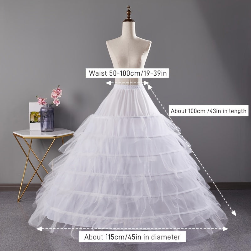 Elegant 6-Hoop Wedding Dress Petticoat - No Tulle, Hand Washable, Polyester Fiber, Perfect for Bridal Gowns & Formal Attire