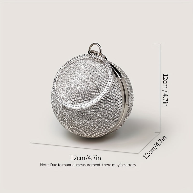 Exquisite Rhinestone Ball Shaped Clutch - Evening Bags for Women, Elegant Round Handbags with Circle Design, Perfect for Party, Prom, Wedding and Formal Occasions - Sparkling, Glamorous, and Eye-Catching Accessory
