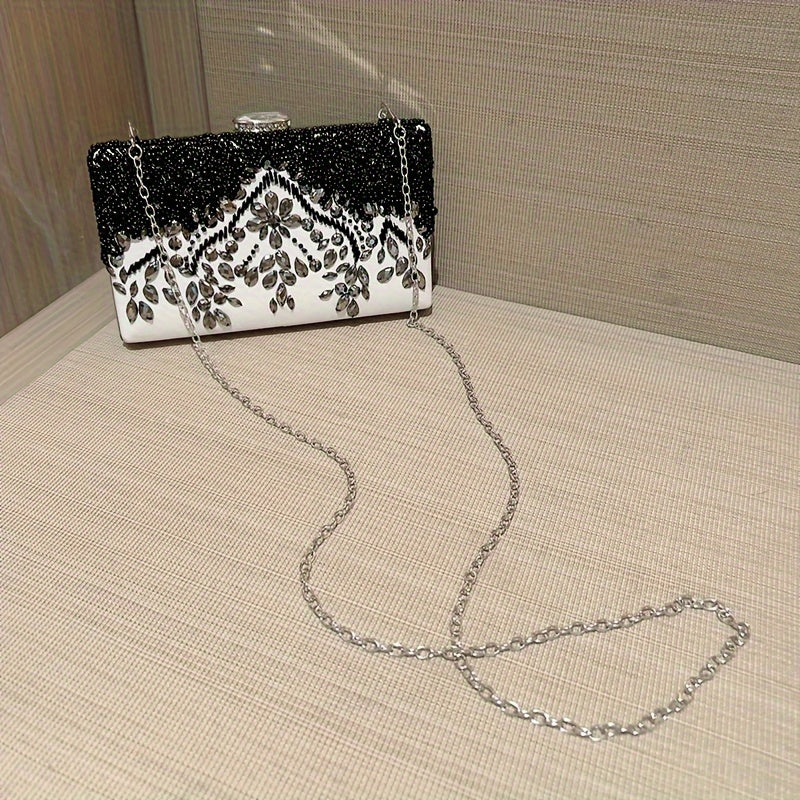 Beaded Rhinestone Evening Bag Vintage And Elegant Box Clutch Purse Women's Wedding Handbags For Party Prom