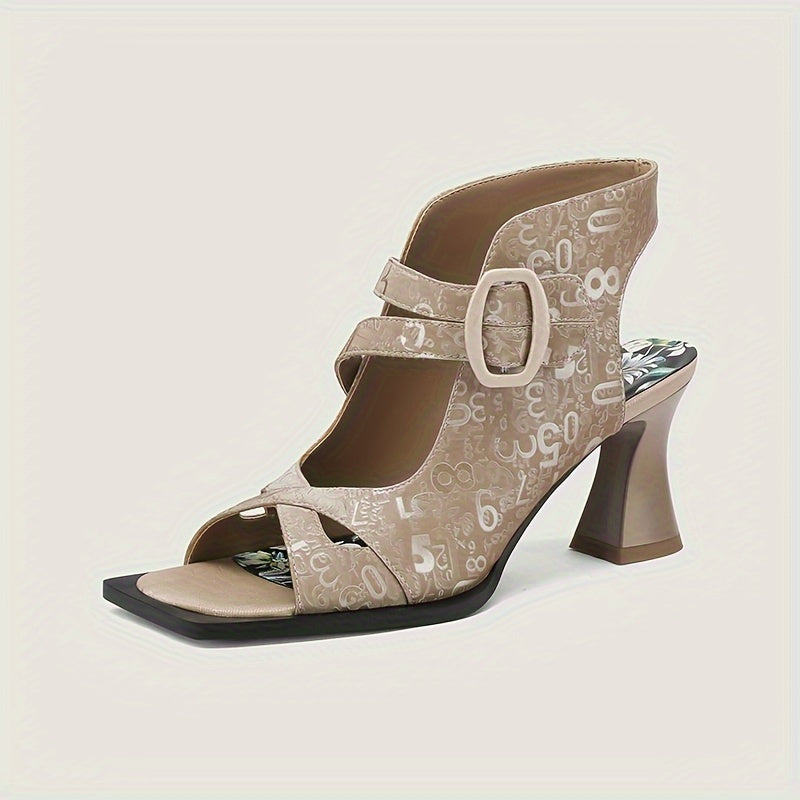 NICAISE 2024 new chunky high-heeled sandals Roman women's shoes hollow belt buckle British style sexy high heels
