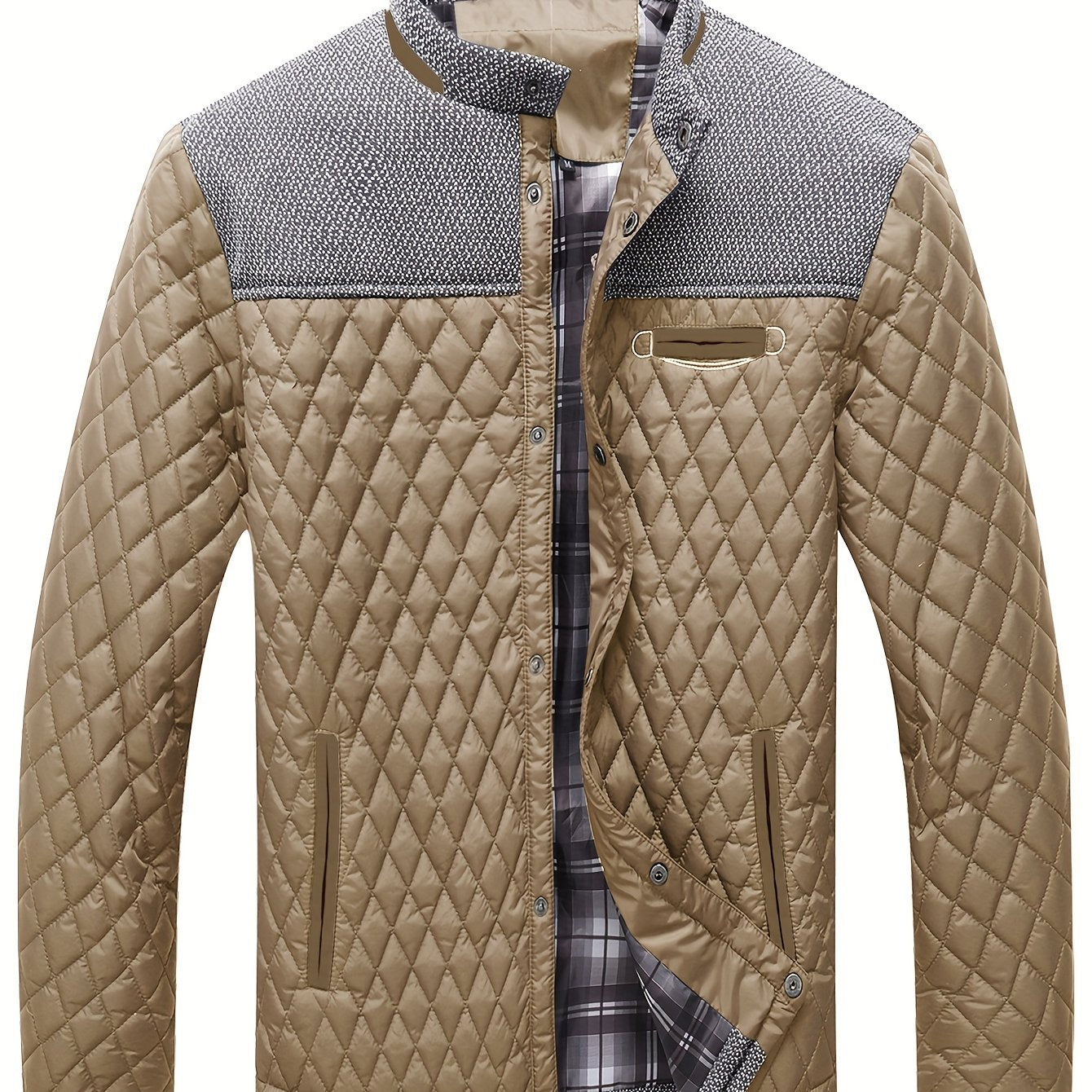 Warm & Lightweight Men's Quilted Winter Jacket - Casual Stand Collar Coat for Everyday Wear