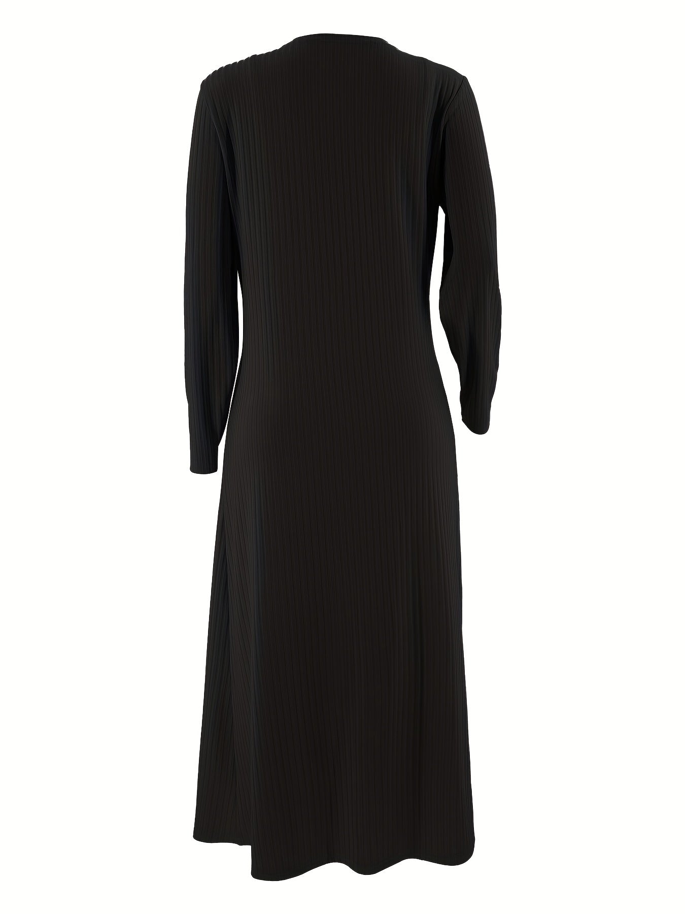 Casual Solid Ribbed Two-piece Dress Set, Long Sleeve Cardigan & Bodycon Cami Dress Outfits, Women's Clothing