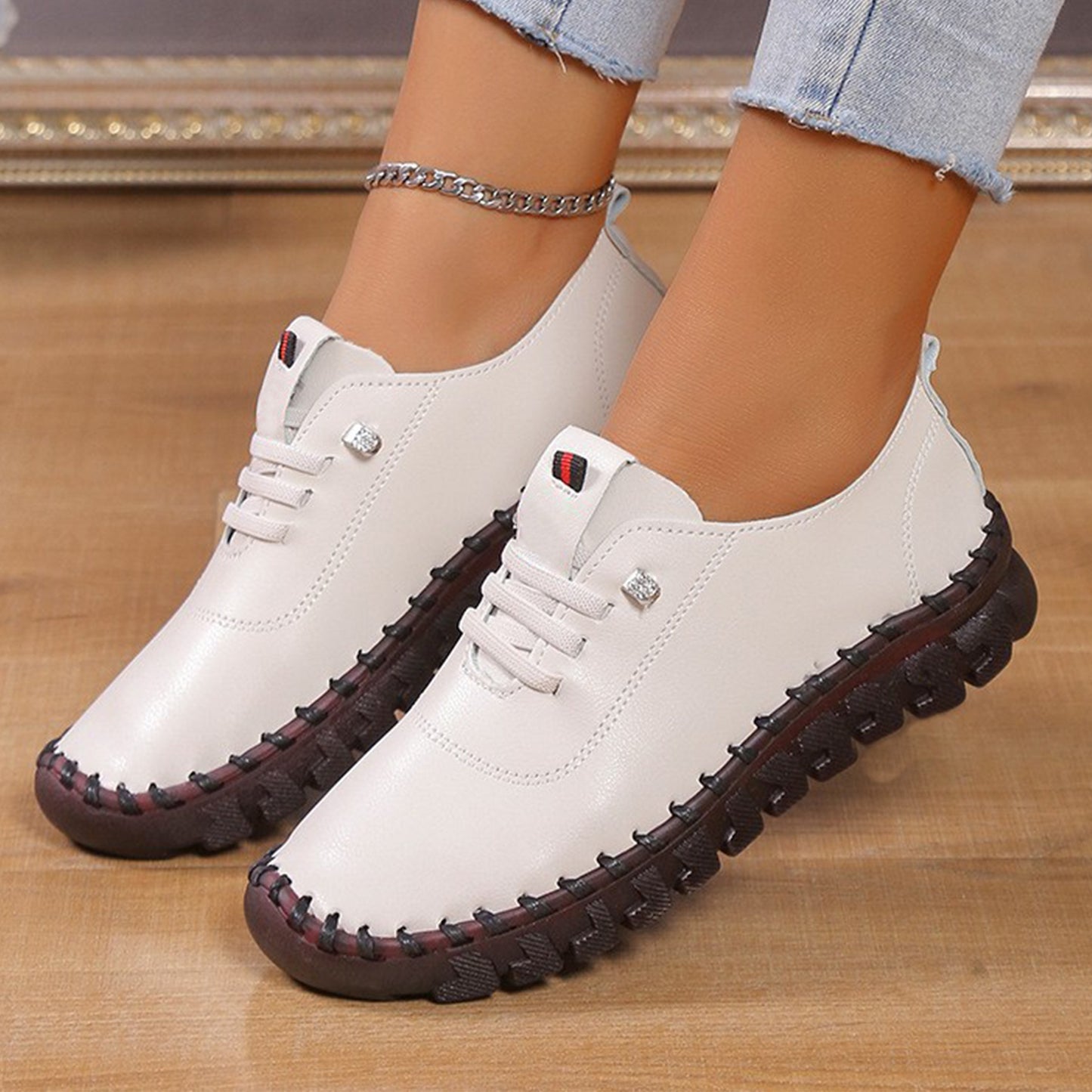 Hand-stitched Shoes Mum Shoes Oxfords Soft Sole Lightweight Comfortable Casual Women's Shoes