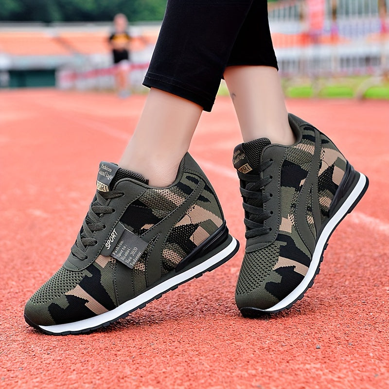 2025 New Women's Shoes with Increased Height and Versatile Travel Casual Outdoor Mesh Sports Shoes