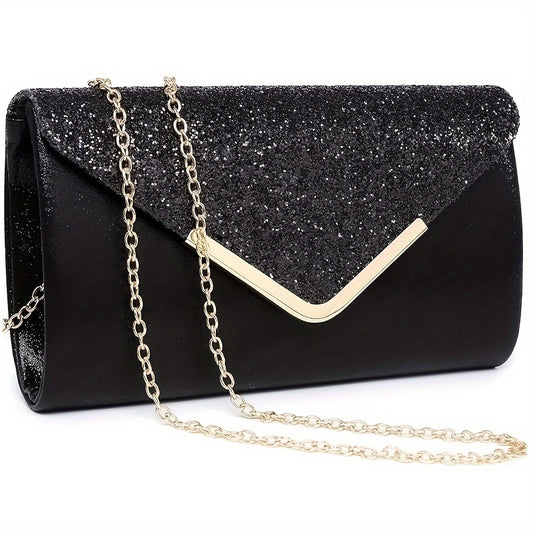 Bosoner Women Evening Bags Formal Clutch Purses For Wedding Party Handbags With Shoulder Strap And Glitter Flap